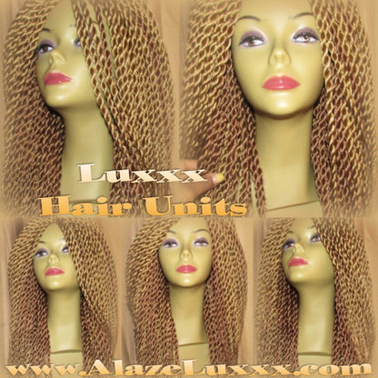 Blonde Senegalese Twist Wig Handmade 14' Natural Look!  Unit! Glueless Lace Finish! Medium Kinky Twist Box Braid Senegalese Twist Blonde