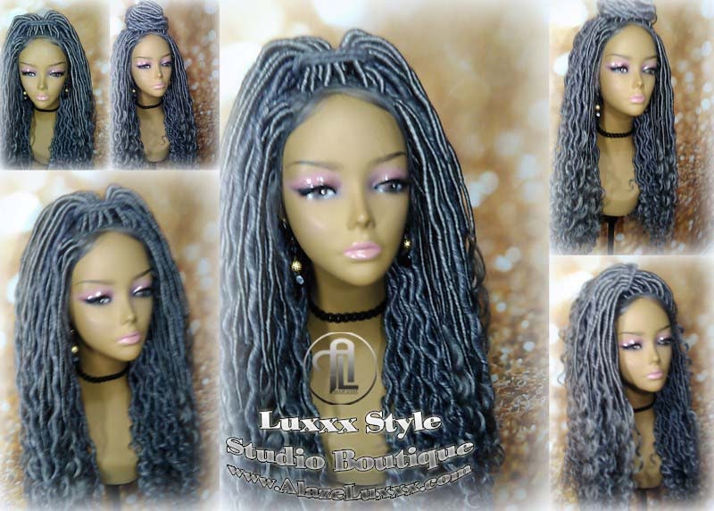 Lace Frontal Lace Front Straight Storm Silver Grey Gray 44 51 Platinum Gypsy Goddess Faux Dread Loc  Lock Crochet Freetress Model Model Wig