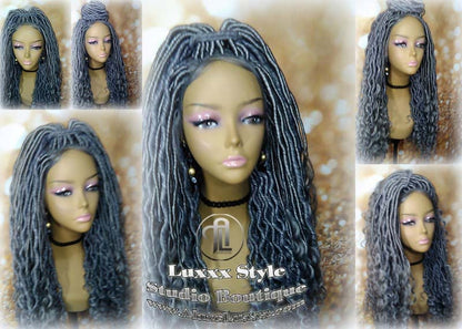 Lace Frontal Lace Front Straight Storm Silver Grey Gray 44 51 Platinum Gypsy Goddess Faux Dread Loc  Lock Crochet Freetress Model Model Wig