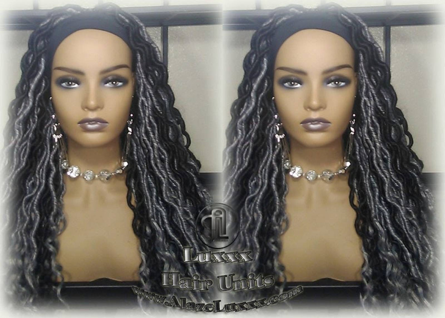 Headband Wig Goddess Faux Dread Locs Salt N Pepper 44 51 Black Gypsy Boho Silver Black 1B Grey Gray Platinum Storm Wig Unit Wavy