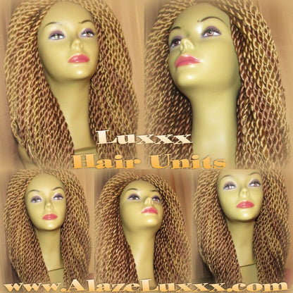 Blonde Senegalese Twist Wig Handmade 14' Natural Look!  Unit! Glueless Lace Finish! Medium Kinky Twist Box Braid Senegalese Twist Blonde