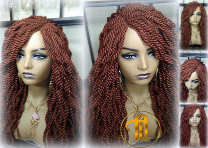 Senegalese Twist Wig Auburn 350 Reddish  Long Wavy Curly  Braids Long Straight Medium Twist Braids woc wig Burnt Orange Ready to ship