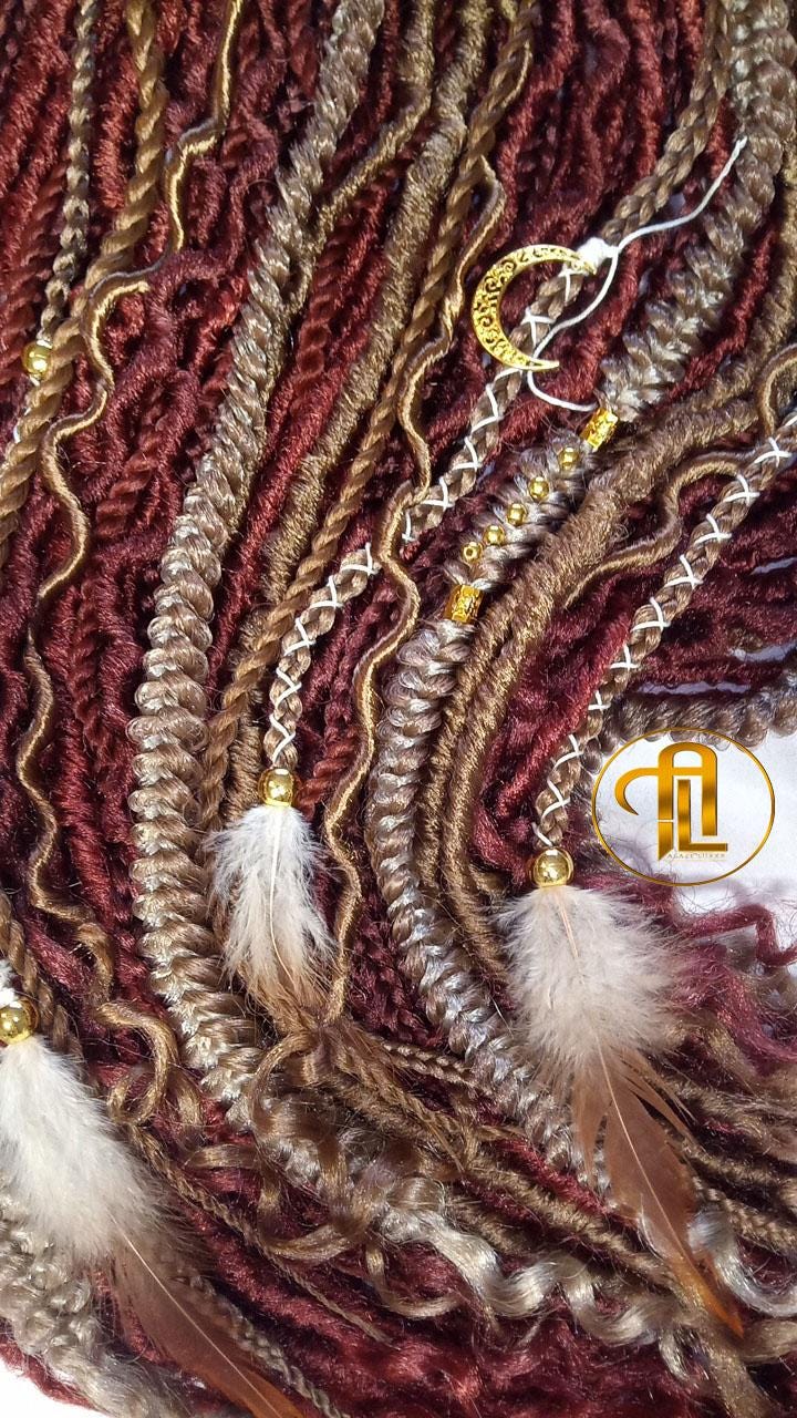 Dreads Extension Ginger Blonde Single End SE Braid Plaits Twist Set 100 Piece Set Kit Crochet Boho Mermaid Dread Hair Single Loop Viking
