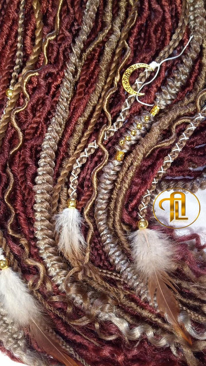 Dreads Extension Ginger Blonde Single End SE Braid Plaits Twist Set 100 Piece Set Kit Crochet Boho Mermaid Dread Hair Single Loop Viking