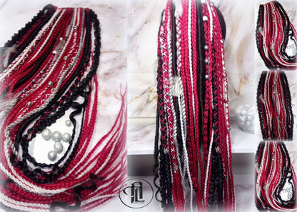 Viking Ponytail Hair Fall Extensions Red Black  Elements Accents Feathers Jungle box braids hair scrunchie Butterfly