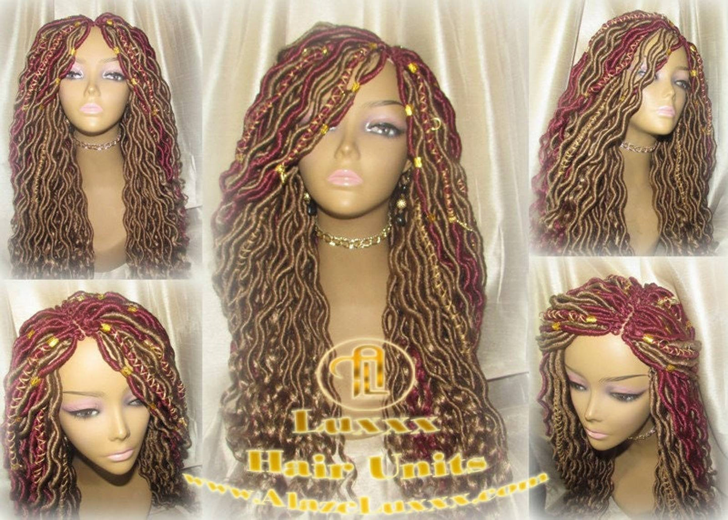 Goddess Faux Loc Wig Gold Honey Blonde 27 Marley Crochet Synthetic Dread Dred Red Burgundy 530 Ombre Box Braids Kinky Twist Hair Braided Wig