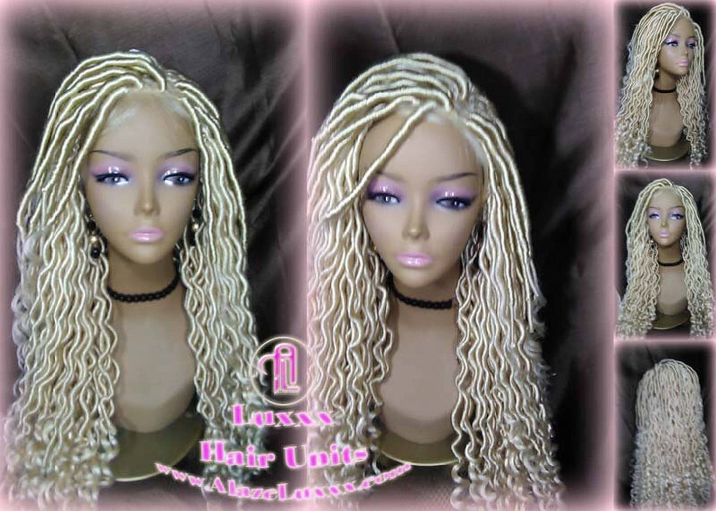 Boho 613 Boho Braid Wig Bohemian Lace Closure Wig Platinum Blonde Goddess Faux Locs Baby Hair Gypsy