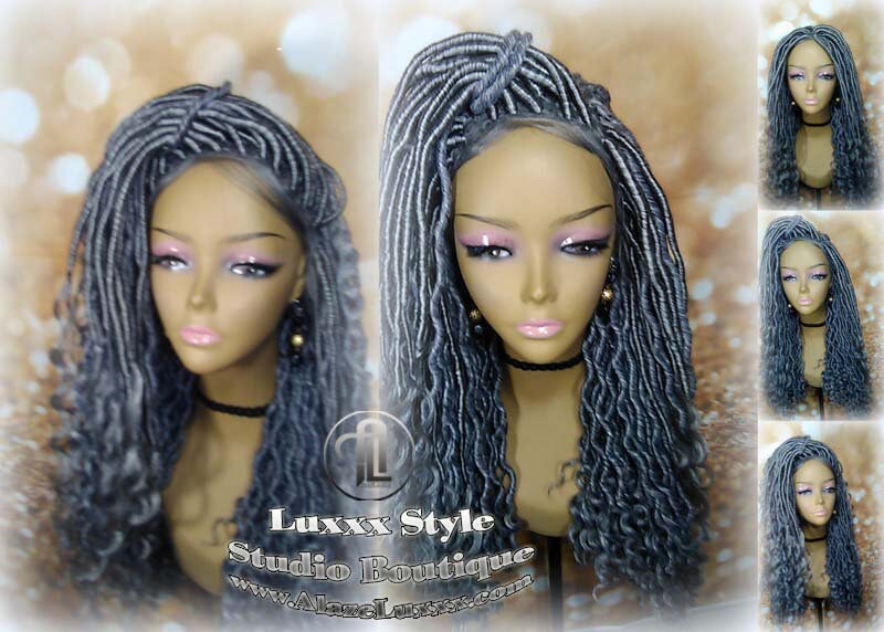 Lace Frontal Lace Front Straight Storm Silver Grey Gray 44 51 Platinum Gypsy Goddess Faux Dread Loc  Lock Crochet Freetress Model Model Wig