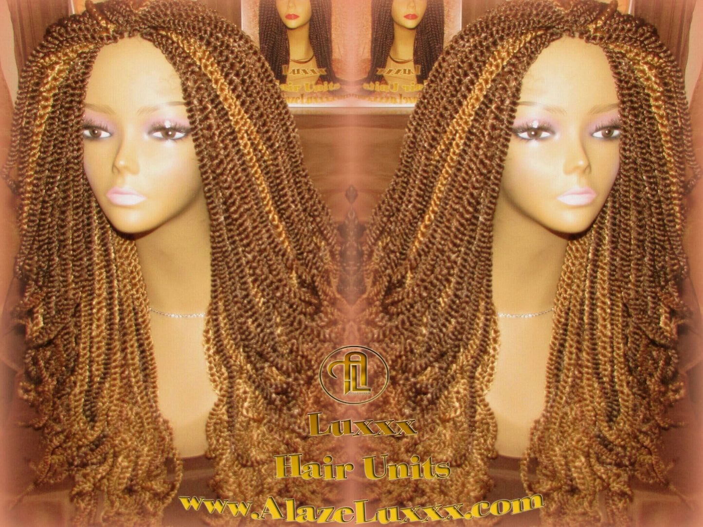Kinky Marley Twist Wig 22' Long Blonde Bombshell  2Tone Brown Unit! Alternative Hair Senegalese Twist Crochet Box Braid Braided Dred Lock