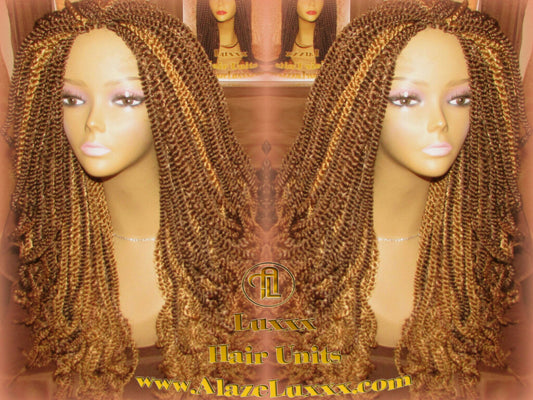 Kinky Marley Twist Wig 22' Long Blonde Bombshell  2Tone Brown Unit! Alternative Hair Senegalese Twist Crochet Box Braid Braided Dred Lock