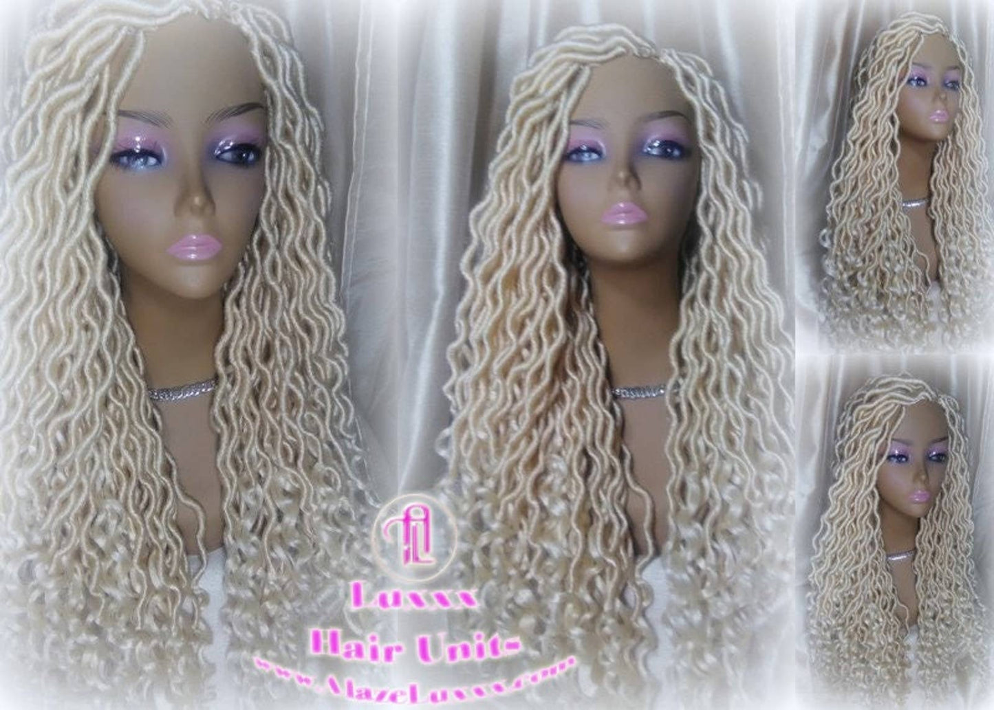 Platinum Blonde Braided Wig Gypsy Bohemian Boho Goddess Faux Dread Locs Wig Unit! Blonde #613 Marley Dred Lock Wig Crochet Messy Hair Wig
