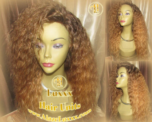 Long Curly Virgin Hair Brown Blonde Ombre Highlights Balayage Wig Lace Closure Blonde 30 27 613 platinum dark root Tight Kinky Curl Alopecia