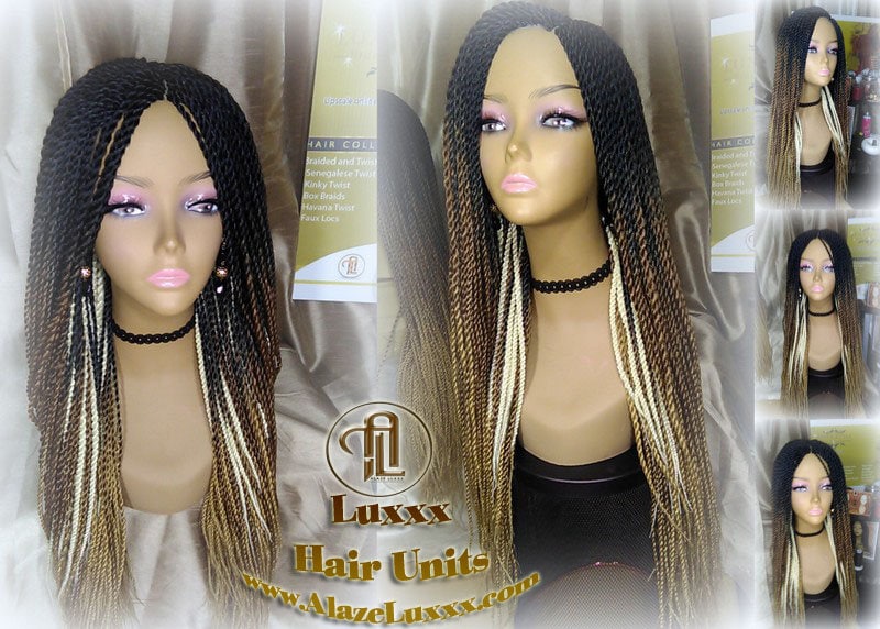 Senegalese Twist Braid Wig 26 28 Inch Long Ombre Black Brown Blonde 27 613 Small Crochet Braids Drag Queen Wig Synthetic Braiding Alopecia