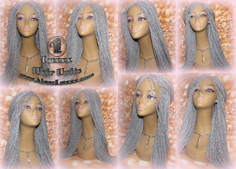 Salt Papper Senegalese Twist Wig Grey Silver Braids Long Straight Small Storm Twist Braided Wigs Twisted Braiding Hair Platinum Braids