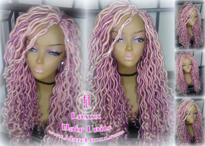 Pink Dreadlock Mermaid Wig Goddess Faux locs braided Synthetic hair Hot Pink Light Pink wig pink extensions stage hair gypsy Boho