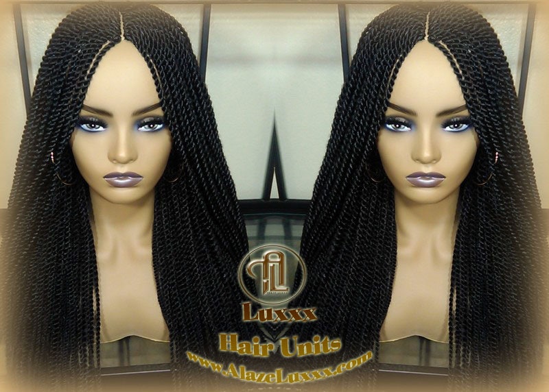 Long Straight Small Senegalese Twist Wig Black 1B Braided Twisted Wig Xpressions Braiding Hair Wig Black Wig Motown Tress Senegalese Twist