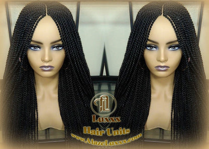 Long Straight Small Senegalese Twist Wig Black 1B Braided Twisted Wig Xpressions Braiding Hair Wig Black Wig Motown Tress Senegalese Twist