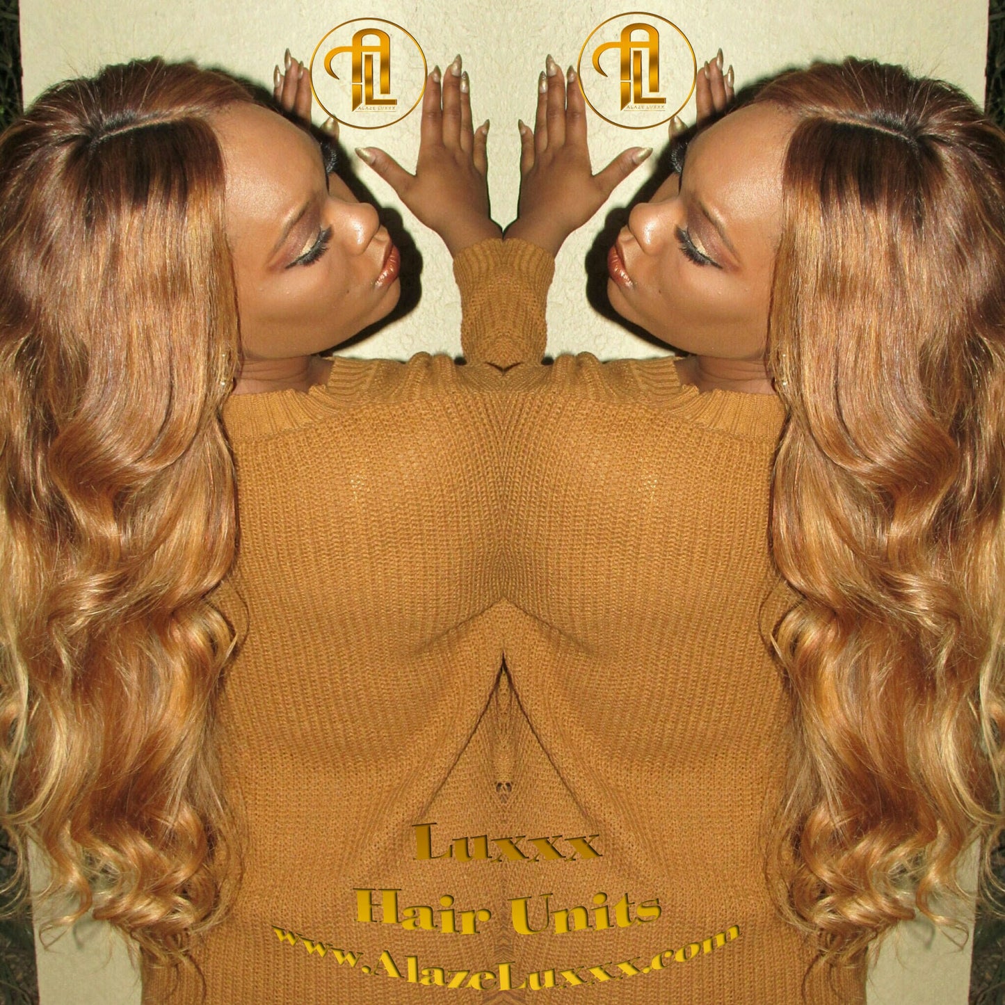Honey Blonde Auburn 27/30 Dark Roots Ombre 22 In' Straight Long Custom Color Virgin Hair Unit Lace FrontWigs Kim Khloe Kardashian Wig Look