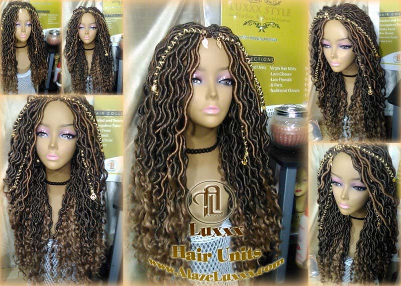 Distressed Dread DE SE Dred Lock Braided Wigs Brown Blonde Goddess Faux Loc Wig  Long Wavy Blonde Tips Ends 27  Hair Bohemian Boho Gypsy