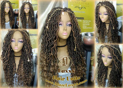Distressed Dread DE SE Dred Lock Braided Wigs Brown Blonde Goddess Faux Loc Wig  Long Wavy Blonde Tips Ends 27  Hair Bohemian Boho Gypsy