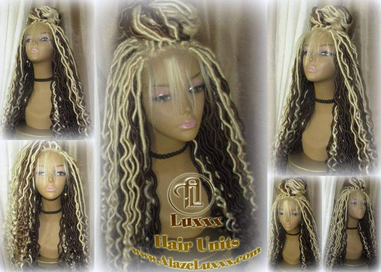 Goddess Faux Locs Platinum Blonde Brown 27 Gypsy Boho 613 Boho Braid Wig Bohemian Lace Dreads Closure Cosplay Mermaid Summer Spring