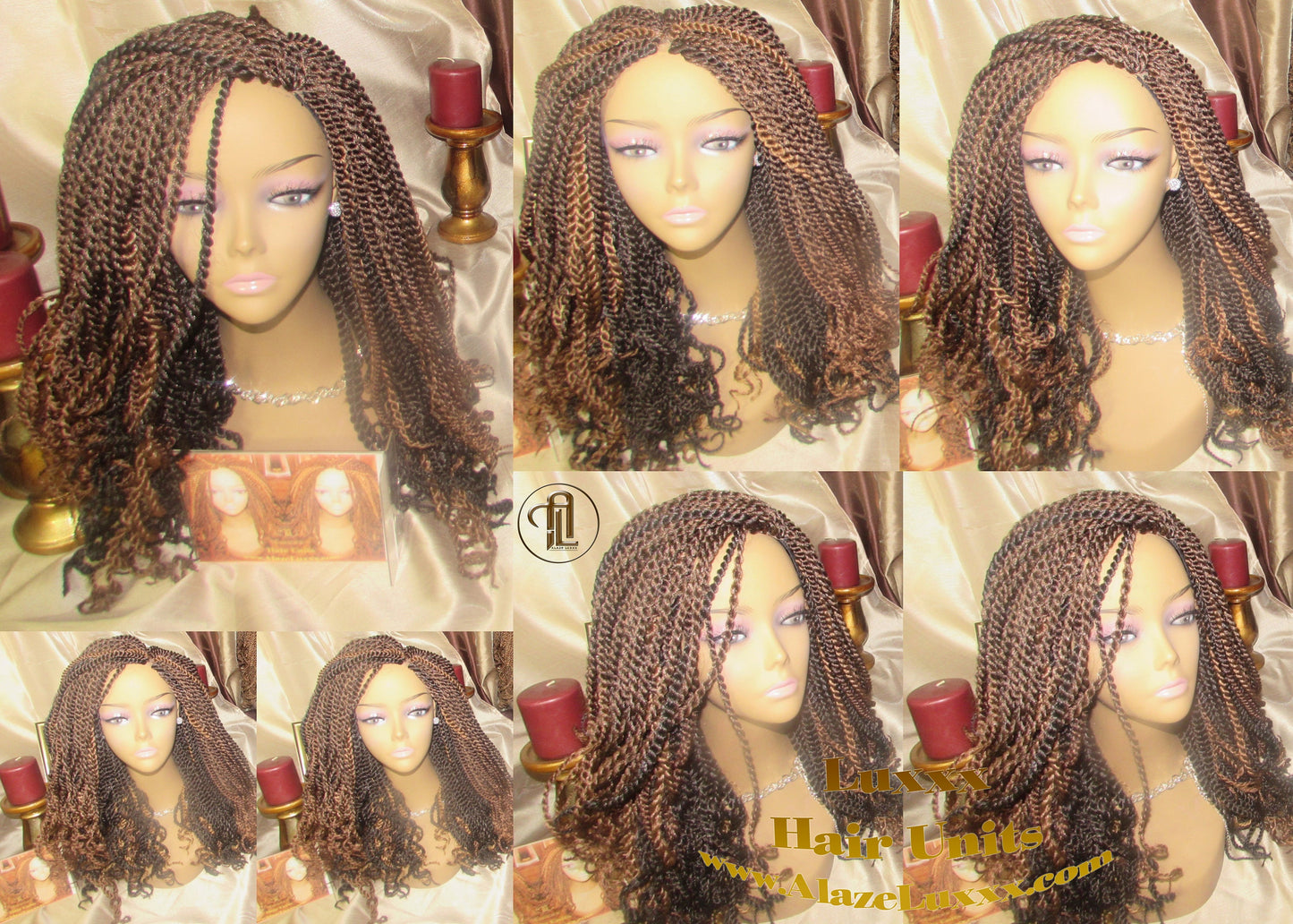 Soft Curly Kinky Twist Wig Unit Ready2Ship: 14/16' Chocolate Brown 4/27/30  2tone Alopecia Natural Kinky Marley Crochet Braided Braiding