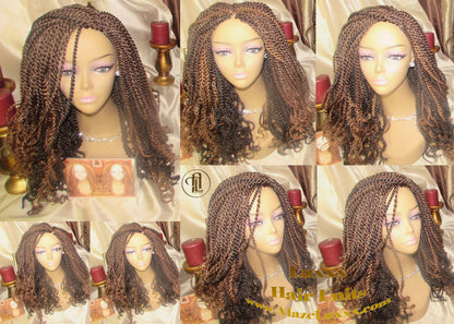 Soft Curly Kinky Twist Wig Unit Ready2Ship: 14/16' Chocolate Brown 4/27/30  2tone Alopecia Natural Kinky Marley Crochet Braided Braiding