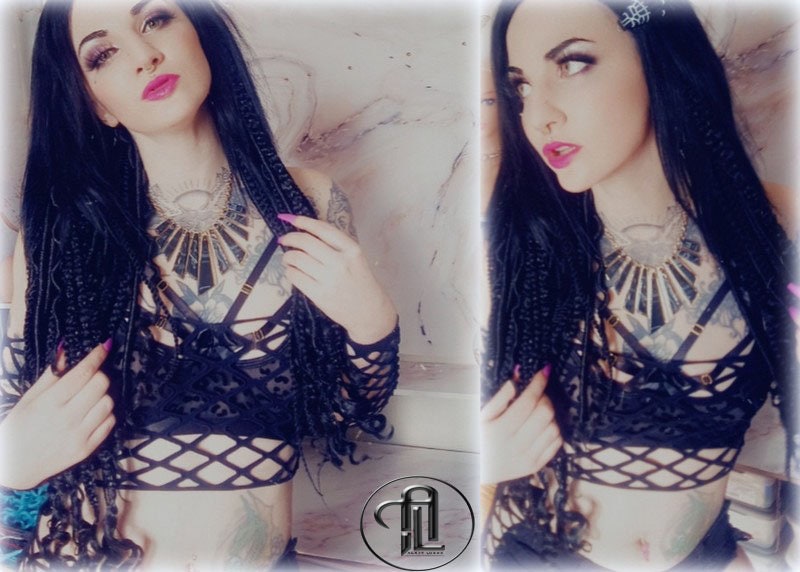 Full Wig with 4x4 Lace Closure Black Braids Dreads Mix Boho Partial Dread Braid Goth Witchy Rave Hair