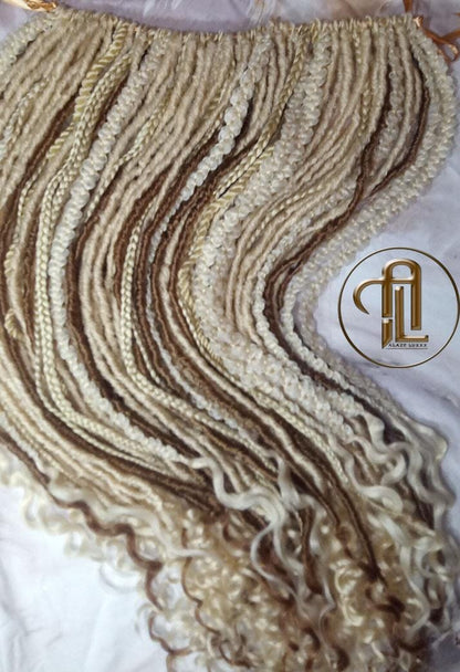 Single End white honey blonde 613 27 SE 75 Piece Set Straight wavy dreads textured braid Bohemian synthetic dreadlock Soft Boho  Extension