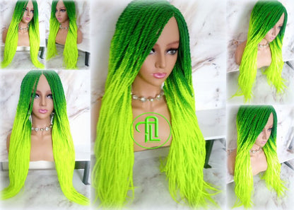 Green Florescent Gradient  Ombre Senegalese Twist Braid Wig Small Long Unicorn Glow in The Dark Braids Neon SAME DAY SHIPPING  Ready to Ship