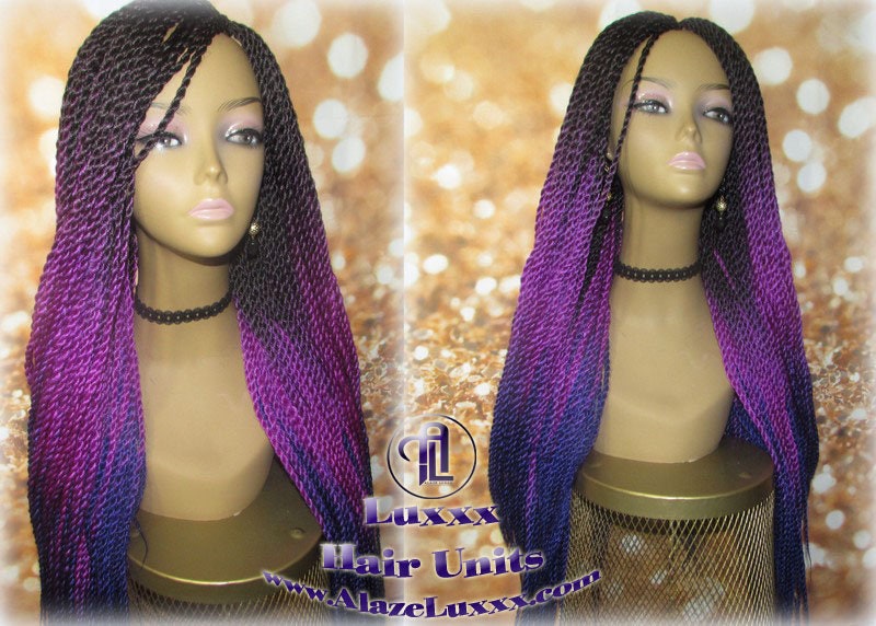 Ombre Black Pink Purple 24 Inch Long Soft Crochet Ombre High Temperature Braids Hair Synthetic Braiding Hair Extension Lakers