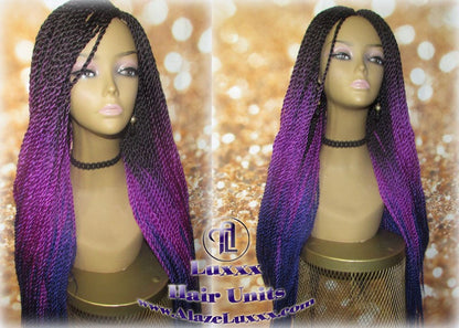 Ombre Black Pink Purple 24 Inch Long Soft Crochet Ombre High Temperature Braids Hair Synthetic Braiding Hair Extension Lakers