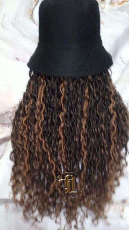 Bucket Hat Boho Goddess Locs  Ombre Brown Blonde Loc Wig Hat  Faux Locs Hat Wig  Dreads Locs Cap  Alopecia Chemo Hair Thinning Fisherman Hat