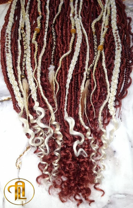 613 Blonde Ginger Curly End SE Braid Plaits Twist Set 100 Piece Set Kit Crochet Boho Mermaid Dread Hair Wrap Extensions Single Loop Dread
