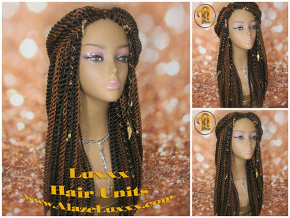 Long Brown Large Senegalese Twist Wig Unit! Big Straight Auburn #4 #30 Crochet Jumbo Twist Braided hair charms wig maker hair braiding
