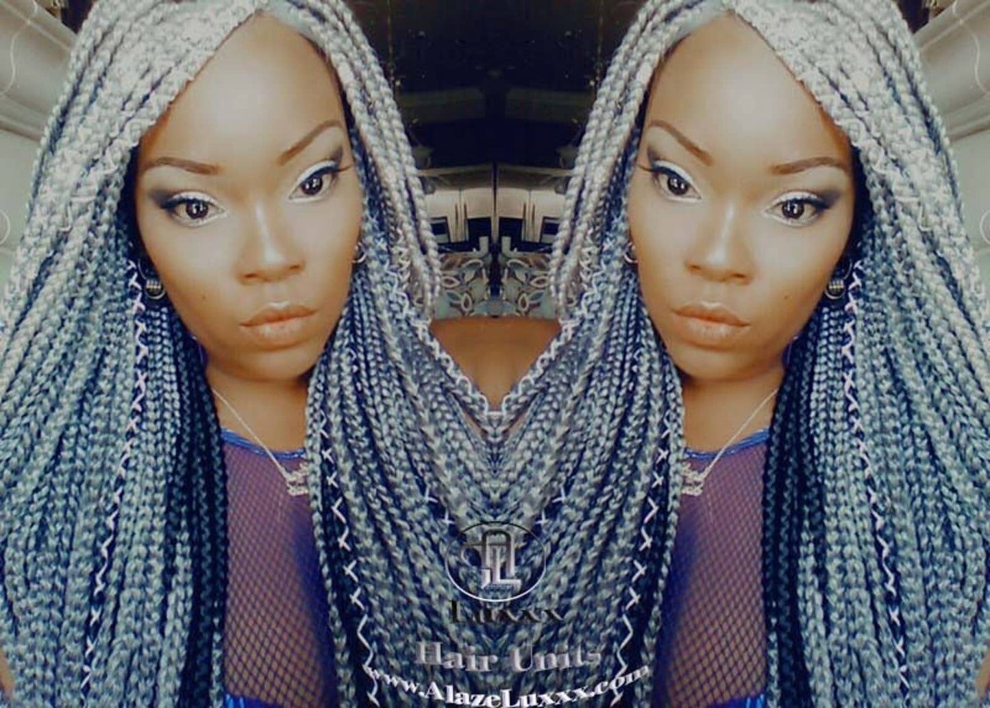Box Braid 44 51 Wig Grey Gray Silver Lace Baby Hair Storm Long Medium Straight Glueless! Braid Lace Wig Pre Stretched Braiding Hair