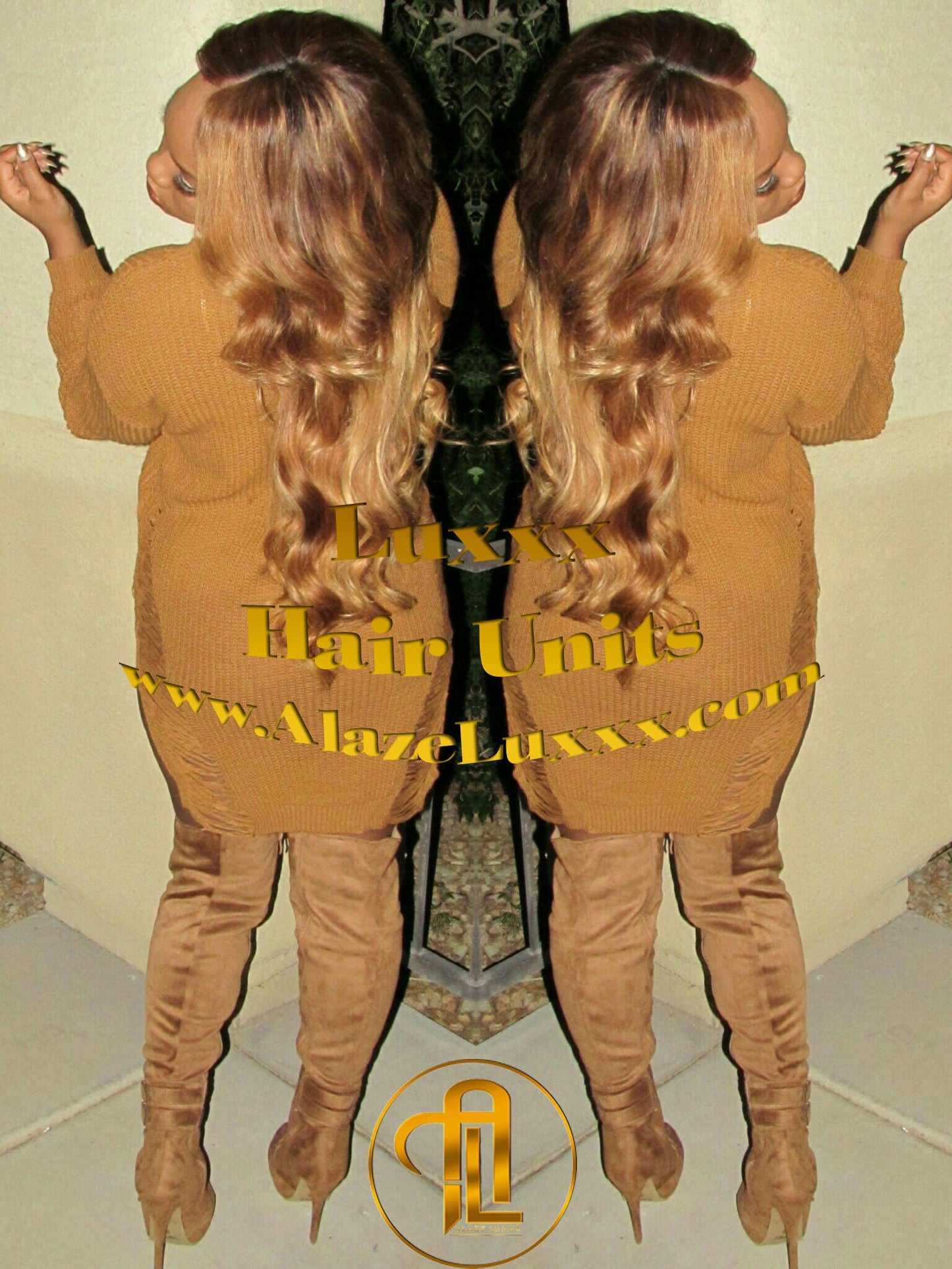 Custom Order 4 Bundle add Ear to  Ear Lace Frontal Honey Blonde Auburn 27/30 Dark Roots Ombre 24 In' Long  Custom Color