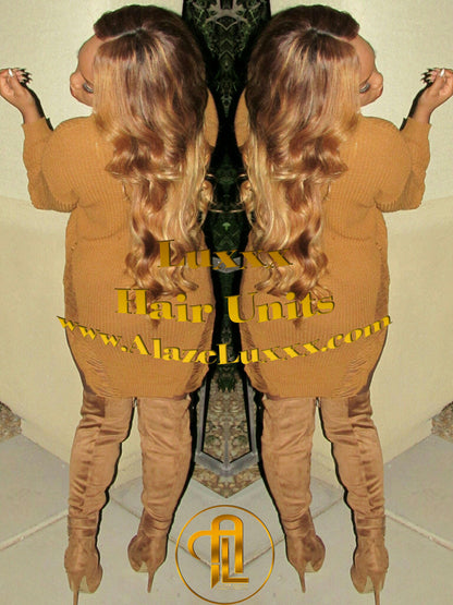 Custom Order 4 Bundle add Ear to  Ear Lace Frontal Honey Blonde Auburn 27/30 Dark Roots Ombre 24 In' Long  Custom Color