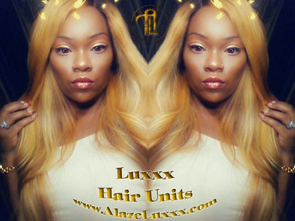 Dark Roots Wig Honey Blonde 18 In' Straight Long 27/613  Ombre Custom Virgin Hair Unit 4x4 Lace Front Wigs Kim Khloe Kardashian Wig Look