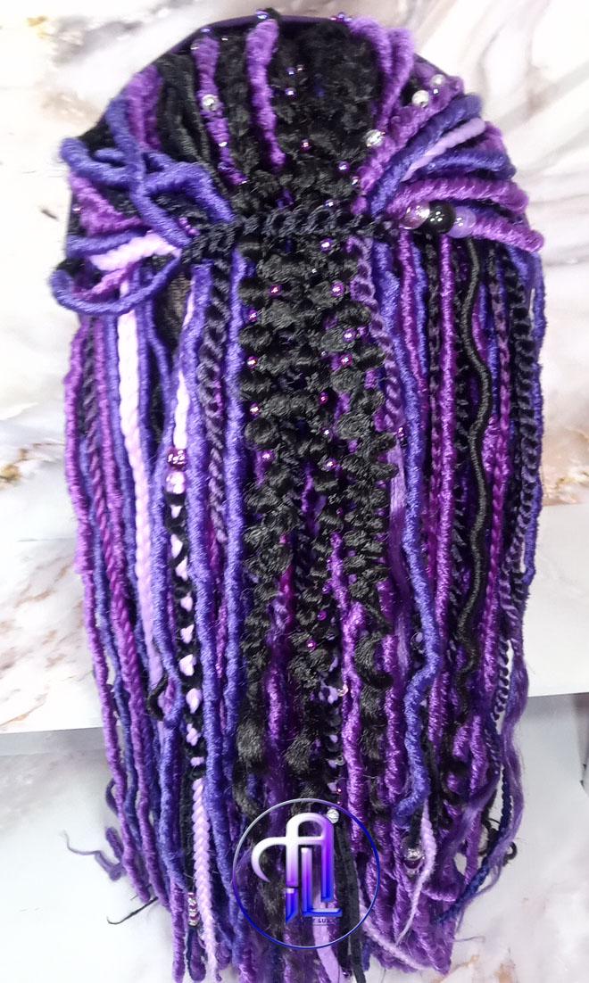 Wide Headband Wig Viking Ombre Goddess Boho Locs Black Purple Crochet Synthetic Dread Curly Ends Braided Hair Fall Twist Butterfly loc