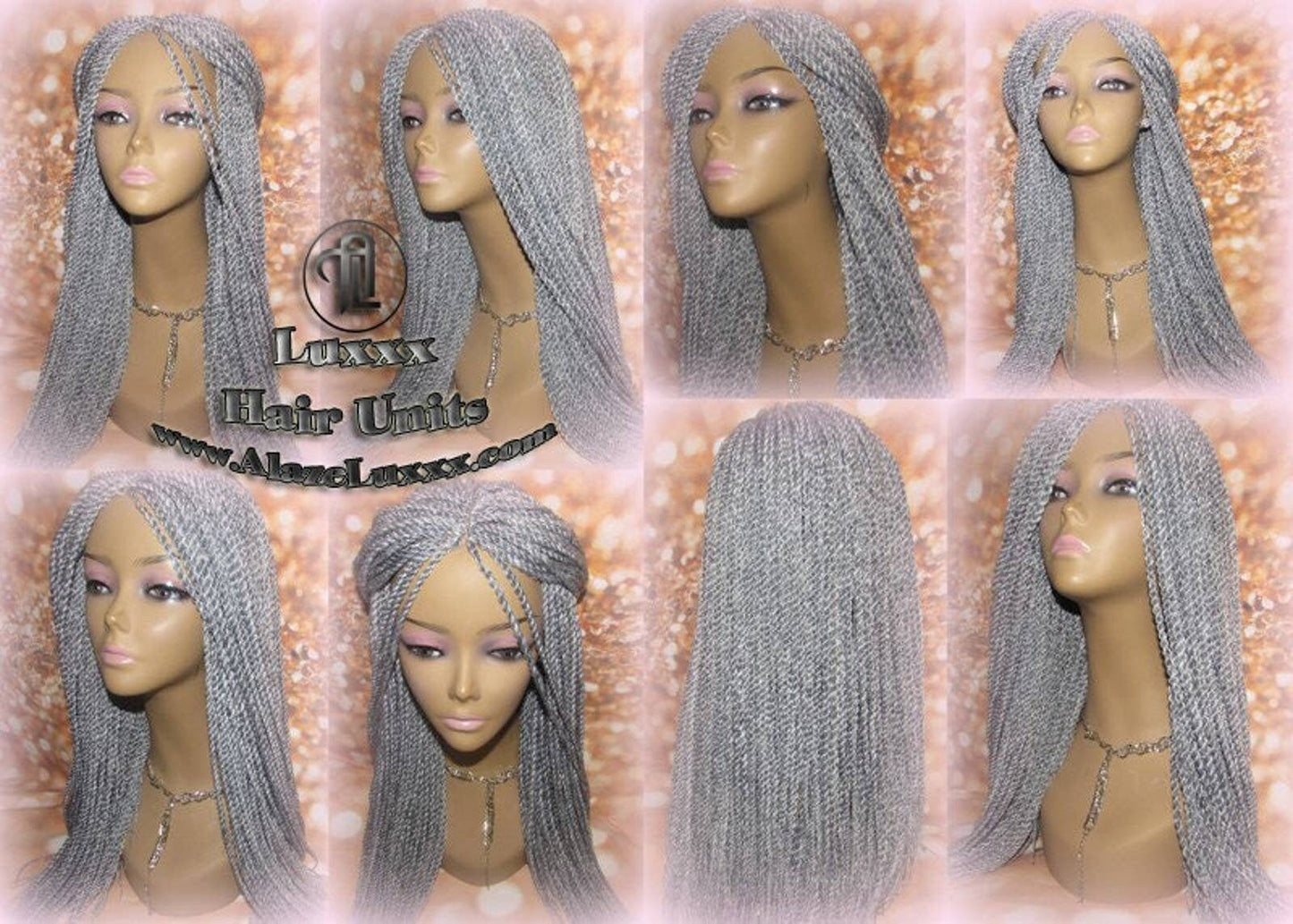 Senegalese Twist Wig Grey 44 51 Silver Braids Long Straight Small Storm Twist Braided Wigs Twisted Xpressions Braiding Hair Platinum Braids
