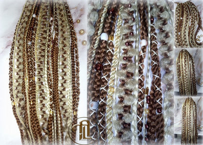 Ponytail Hair Fall Viking Renaissance Extensions Blonde Brown Elements Accents Feathers synthetic box braids hair scrunchie clipin Butterfly