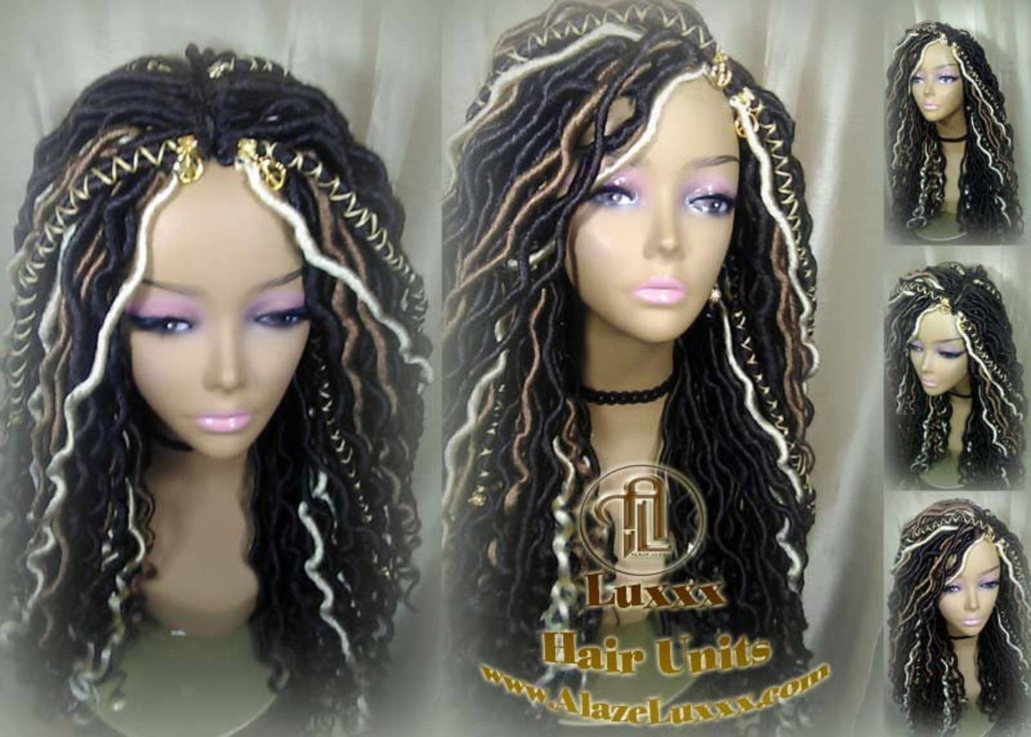 Goddess Faux Locs Dread Wig Black Blonde 613 27 Black Dread Gypsy Bohemian Boho Long Wavy Honey DE SE Dred Lock Braided Wigs Distressed Locs