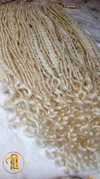 Blonde 613 Single End  SE 75 Piece Set Straight wavy dreads textured braid Bohemian synthetic dreadlock Soft Boho Dread Braid Hair Extension