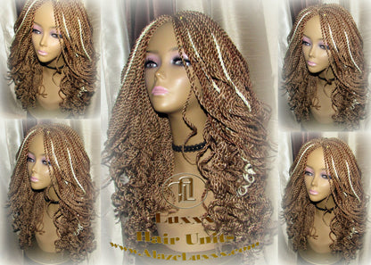 Straight Curled Senegalese Twist WigBlonde Platinum Bombshell 18' Auburn 27 30 613 Curly Alopecia Natural Kinky Marley Braided Braiding Wig