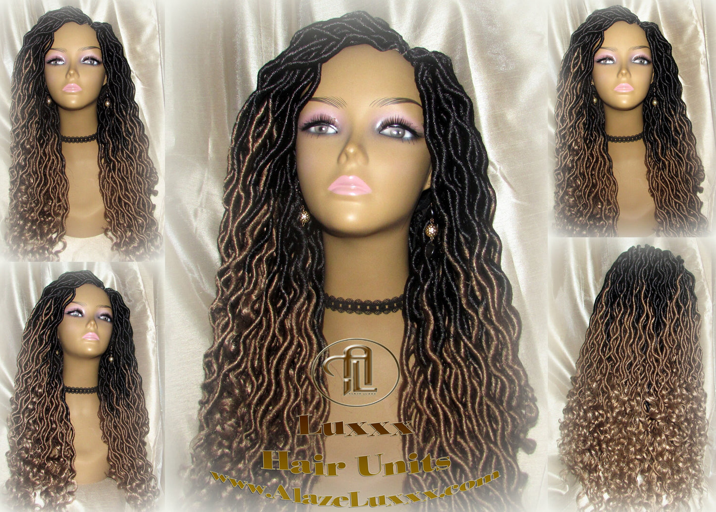 Goddess Faux Locs Gypsy Boho Ombre Black Blonde Long Synthetic Dreads Curly Wavy Cosplay Carnival Festival Braid Wig Alopecia Thinning Hair