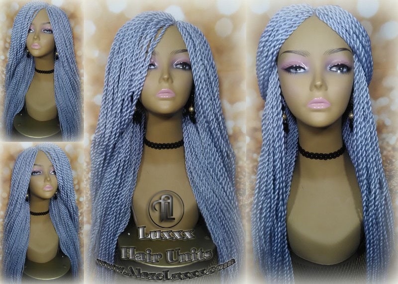 Senegalese Twist Wig Icy Grey 44 51 Gray Silver Braid Long Straight Small Micro Million Twist Wigs Braided Twisted Xpressions Braiding Hair