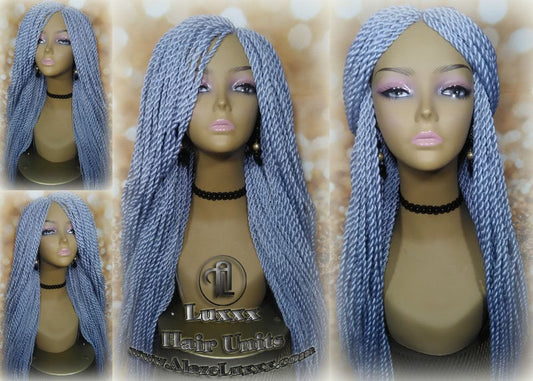 Senegalese Twist Wig Icy Grey 44 51 Gray Silver Braid Long Straight Small Micro Million Twist Wigs Braided Twisted Xpressions Braiding Hair