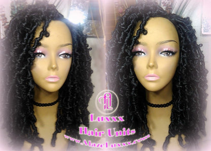 Black short butterfly locs wig boho gypsy 1b Jet black Short Medium Braid Wig Black Lace Closure Baby Hair Braid Wig Festival hair