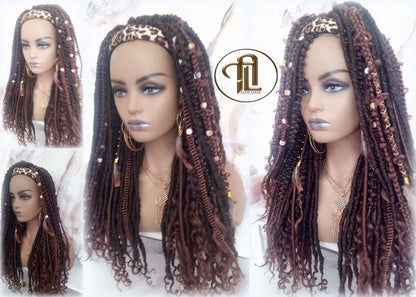 Headband Wig Brown 30 Black Dreads Mix Set Twist Soft Crochet Boho Dread Braid Set Bohemian extensions